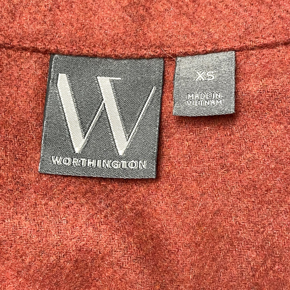 Worthington Wool Blend Spiced Apple Orange Belted Wrap Coatigan Cardigan XS - Picture 7 of 7